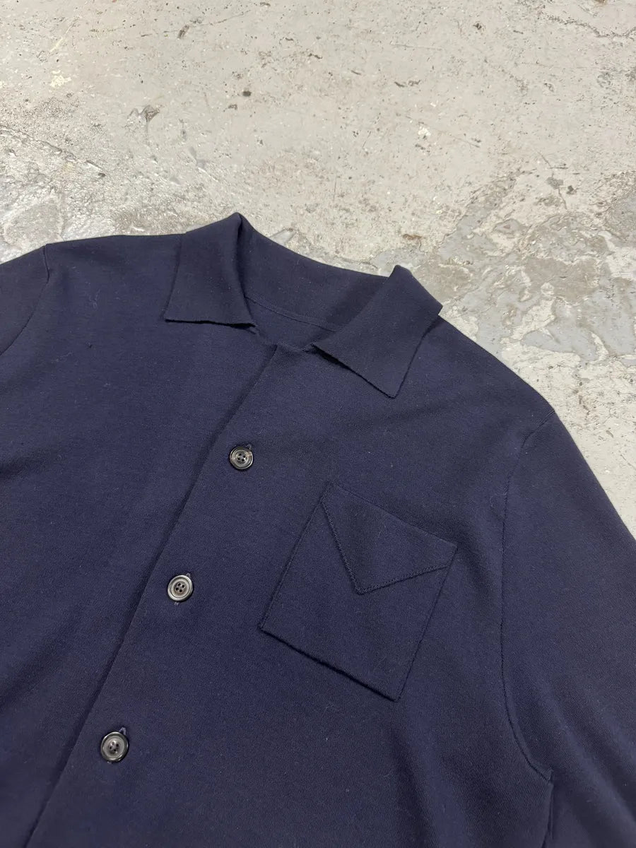 SS2019 Maison Margiela Navy Wool Signature Short Sleeves Shirt jjihndr 7