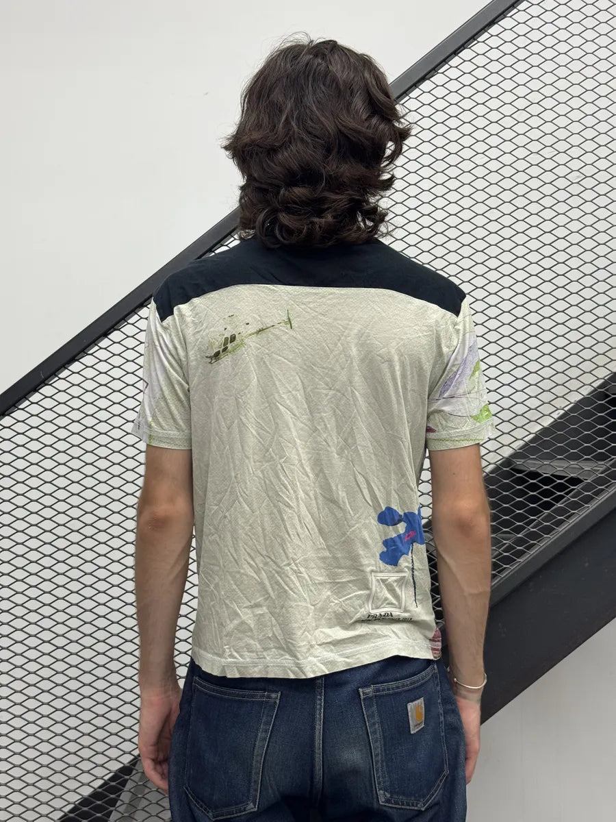 SS2019 Prada Cream Geographic Show T-Shirt XutDDtW 2