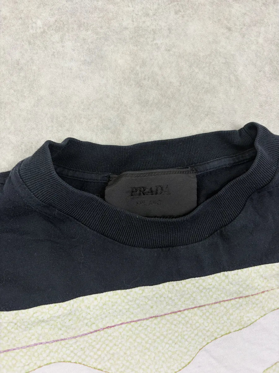SS2019 Prada Cream Geographic Show T-Shirt XutDDtW 4