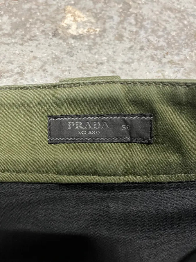 SS2019 Prada Olive Relaxed Ample Shorts (M/L) NpQEuWS 7