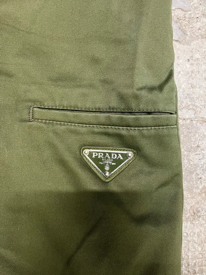 SS2019 Prada Olive Relaxed Ample Shorts (M/L) NpQEuWS 8