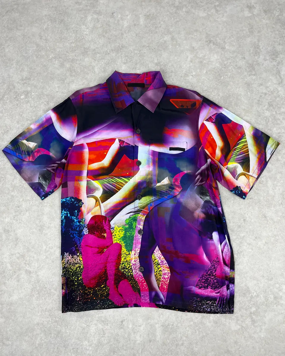 SS2019 Prada Psychedelic Amethyst Silk Bowling Shirt PMcsNui 0