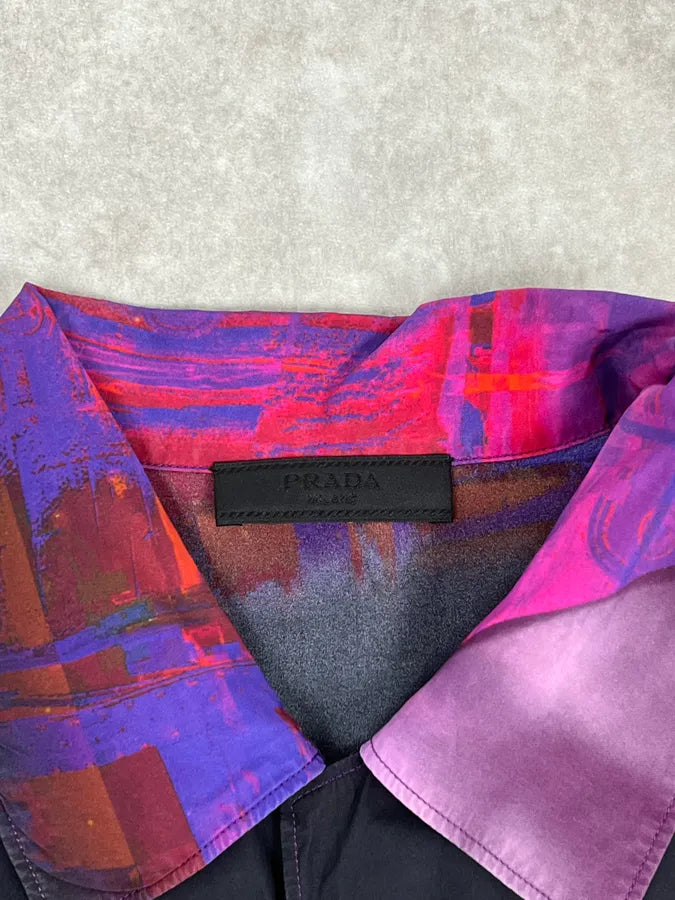 SS2019 Prada Psychedelic Amethyst Silk Bowling Shirt PMcsNui 8