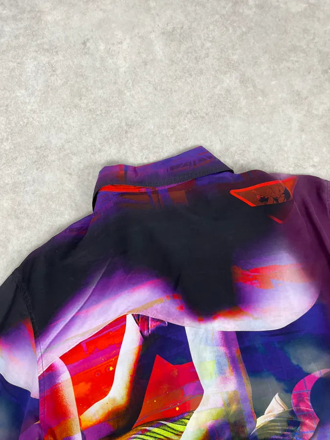 SS2019 Prada Psychedelic Amethyst Silk Bowling Shirt PMcsNui 5