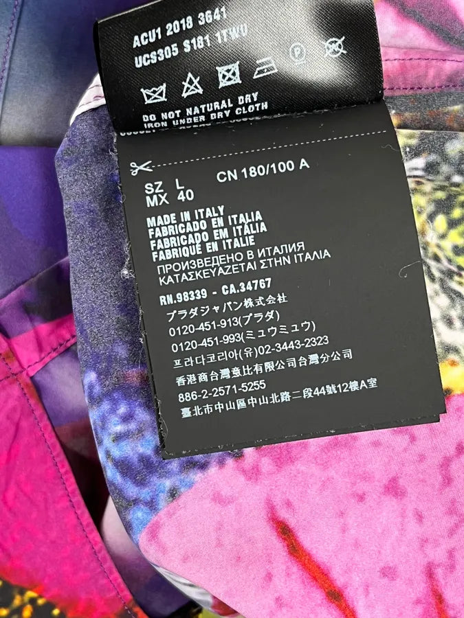SS2019 Prada Psychedelic Amethyst Silk Bowling Shirt PMcsNui 12