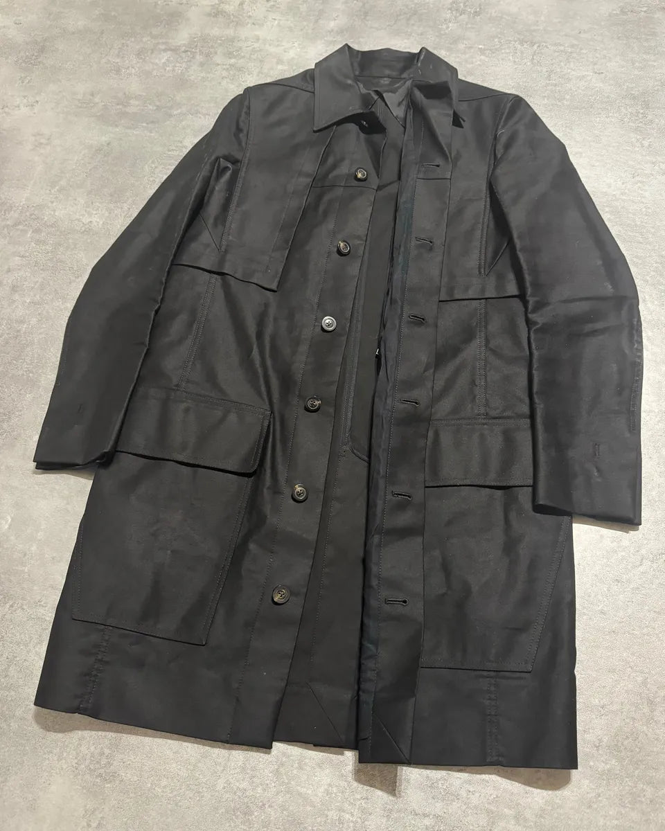SS2019 Rick Owens Babel Architectural Black Modern Trench Jacket QqWXafk 8
