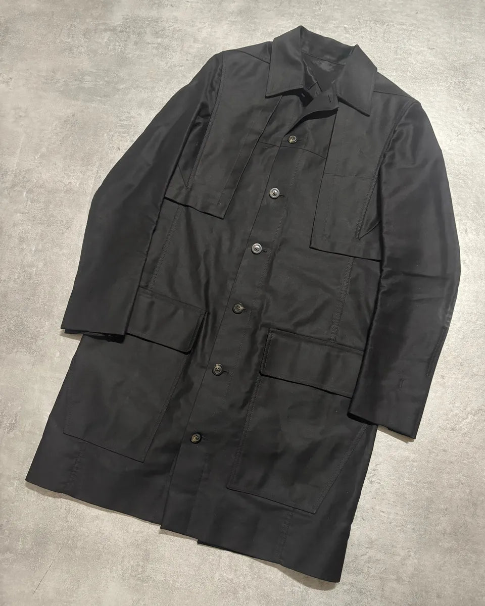 SS2019 Rick Owens Babel Architectural Black Modern Trench Jacket QqWXafk 9