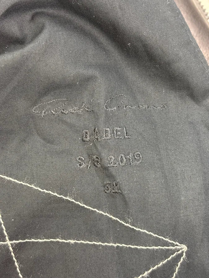 SS2019 Rick Owens Babel Black Leather Patchwork Denim Hybrid Jacket YuuBNvC 9