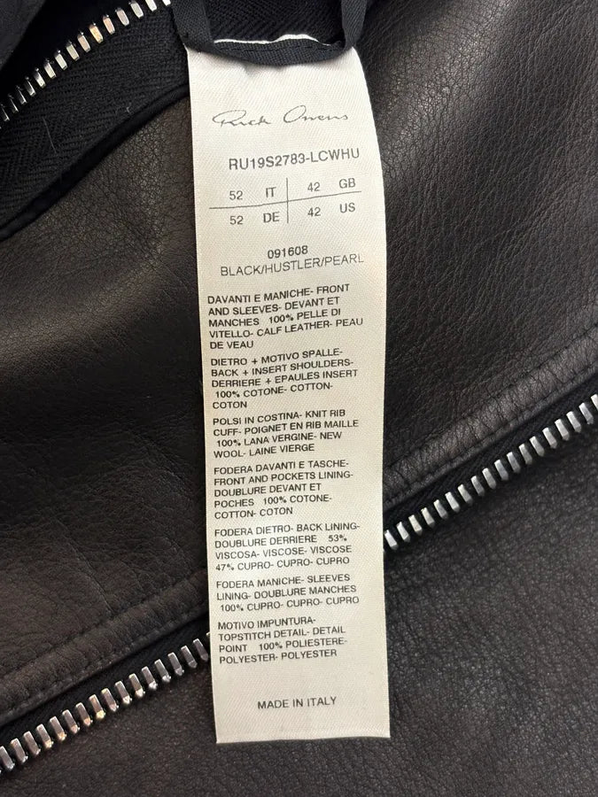 SS2019 Rick Owens Babel Black Leather Patchwork Denim Hybrid Jacket YuuBNvC 10