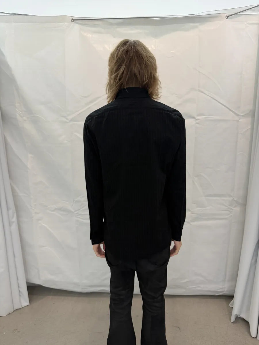 SS2019 Saint Laurent Black Officer Embroidered Shirt sZFoFzK 1