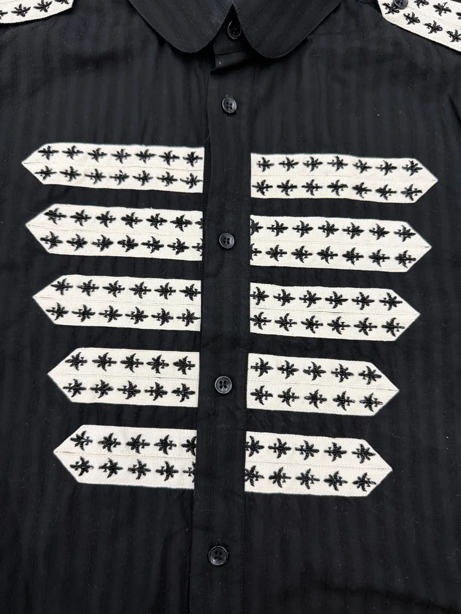 SS2019 Saint Laurent Black Officer Embroidered Shirt sZFoFzK 10