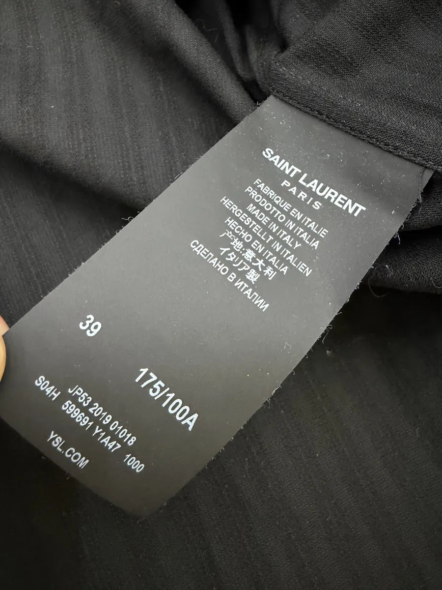 SS2019 Saint Laurent Black Officer Embroidered Shirt sZFoFzK 7