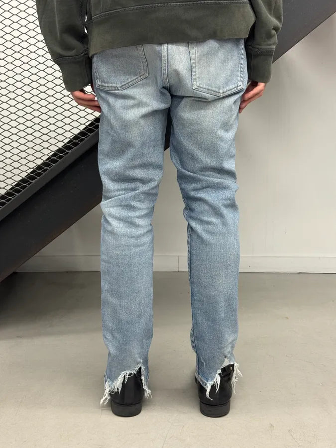 SS2019 Saint Laurent Blue Washed Distressed Denim Jeans FWvVOMu 3