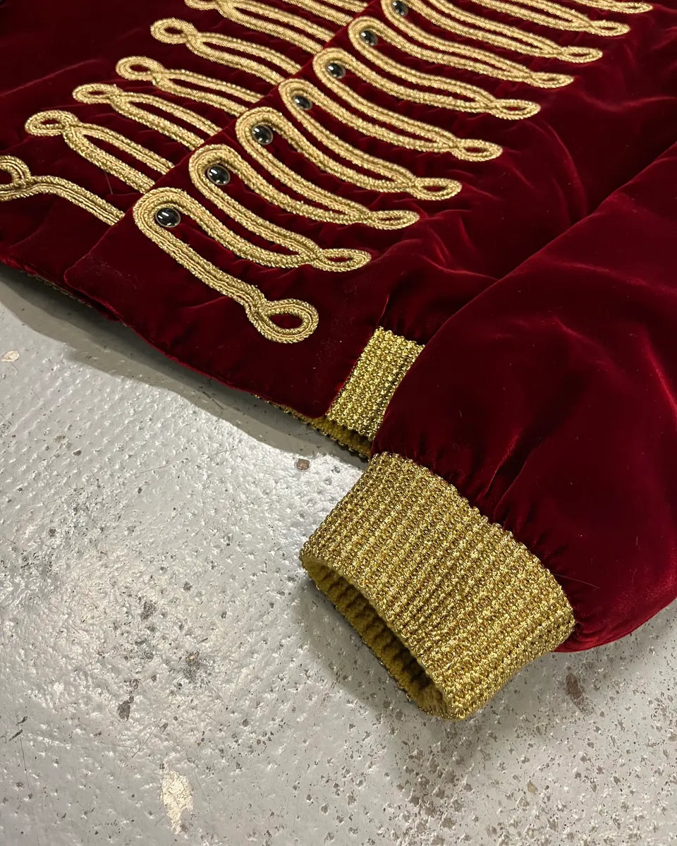 SS2019 Saint Laurent Bordeaux Velvet Gold Napoleon Officer Jacket AckMlgT 6