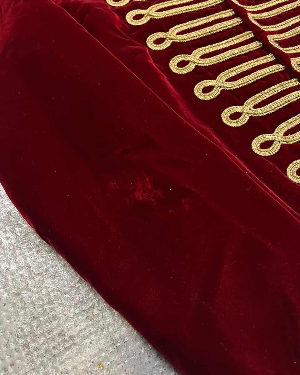 SS2019 Saint Laurent Bordeaux Velvet Gold Napoleon Officer Jacket AckMlgT 7