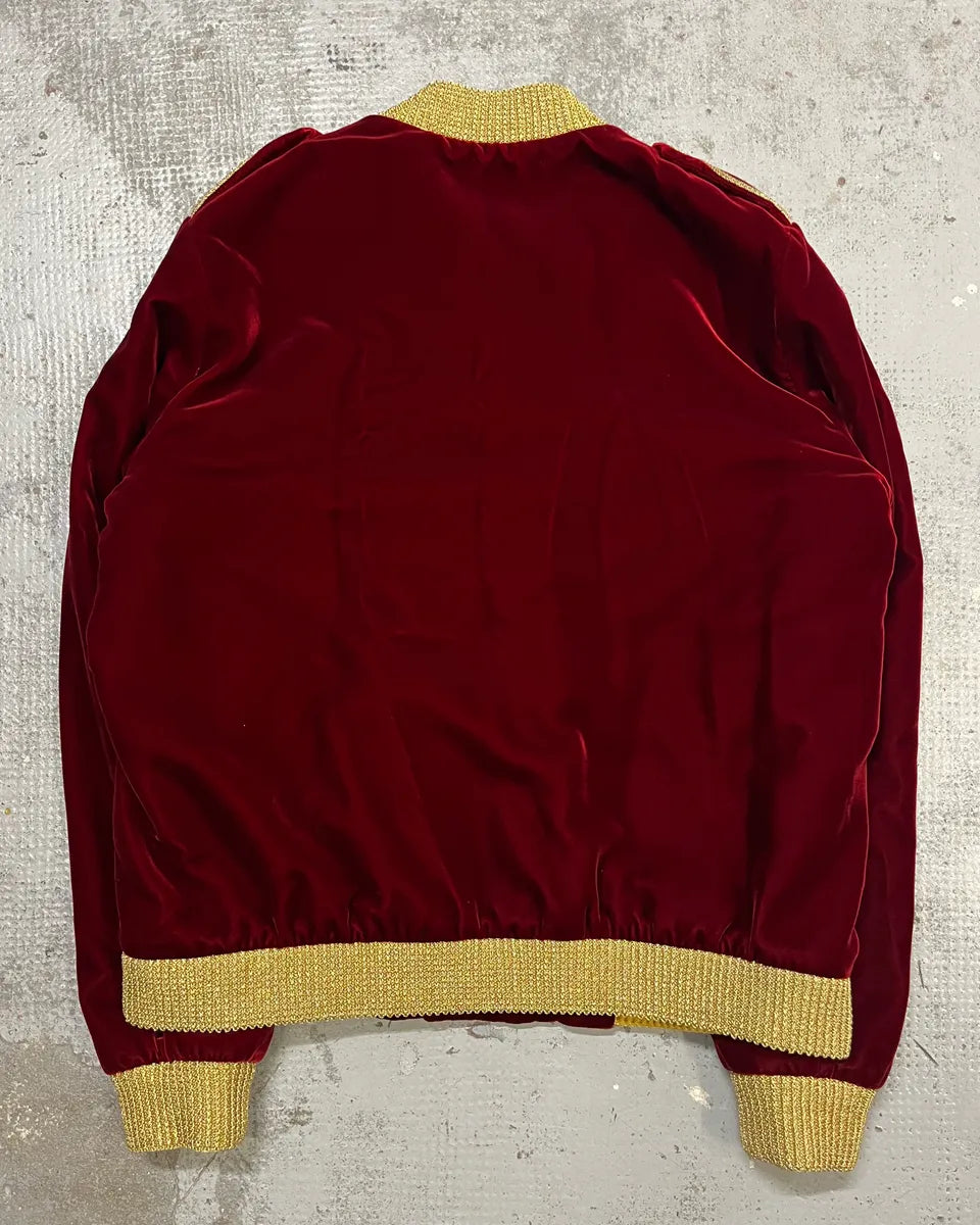SS2019 Saint Laurent Bordeaux Velvet Gold Napoleon Officer Jacket AckMlgT 8