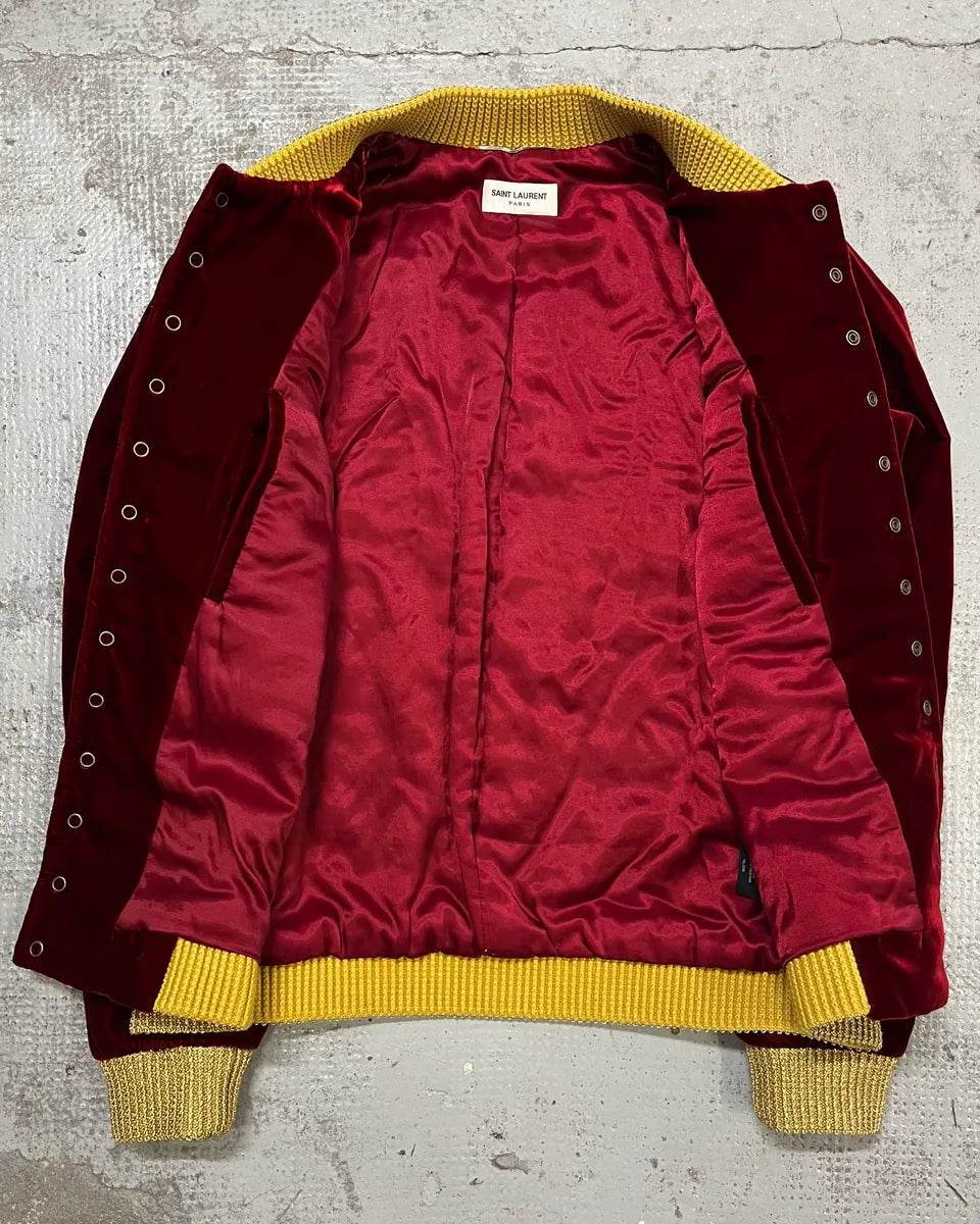 SS2019 Saint Laurent Bordeaux Velvet Gold Napoleon Officer Jacket AckMlgT 9