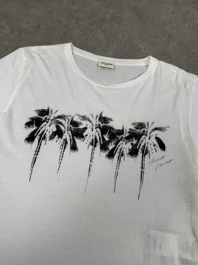 SS2019 Saint Laurent Five Palms Print T-Shirt hobMKVq 4