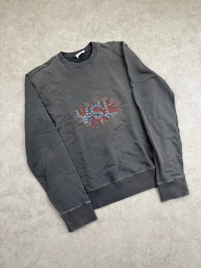 SS2019 Saint Laurent Grey Logo Crewneck Sweater vnFrfes 3
