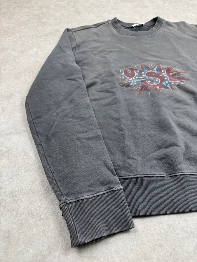 SS2019 Saint Laurent Grey Logo Crewneck Sweater vnFrfes 4