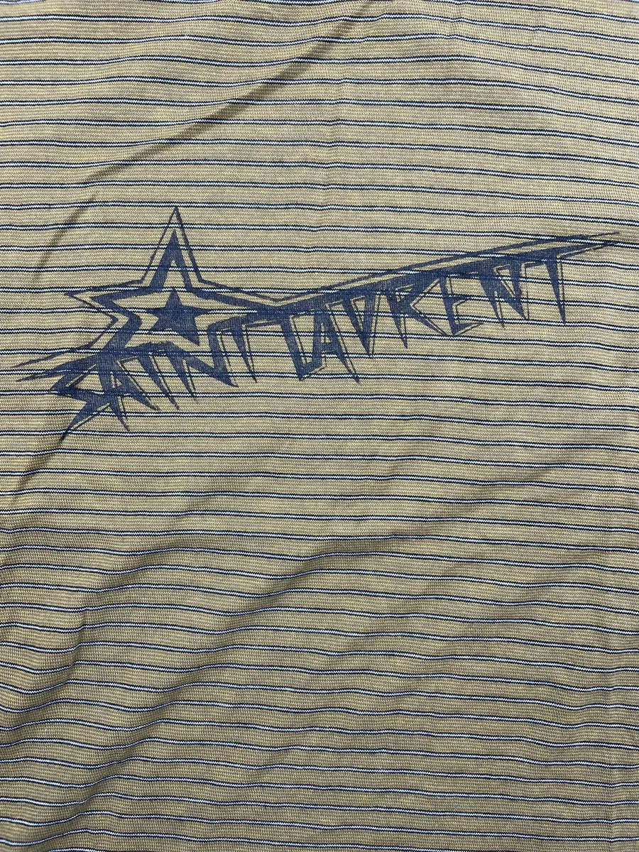 SS2019 Saint Laurent Khaki Striped Star Propaganda T-Shirt JjafeJv 3