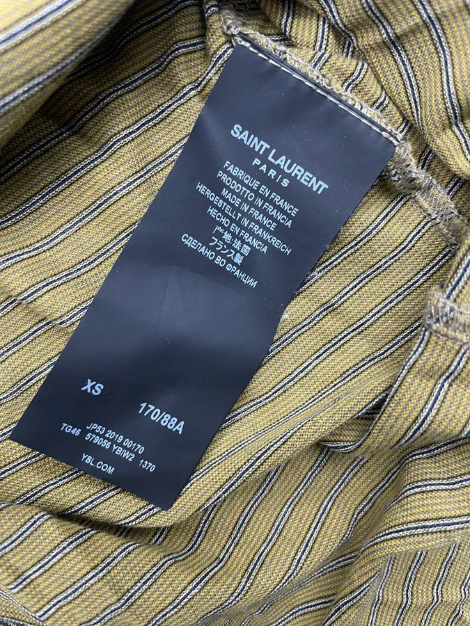 SS2019 Saint Laurent Khaki Striped Star Propaganda T-Shirt JjafeJv 5