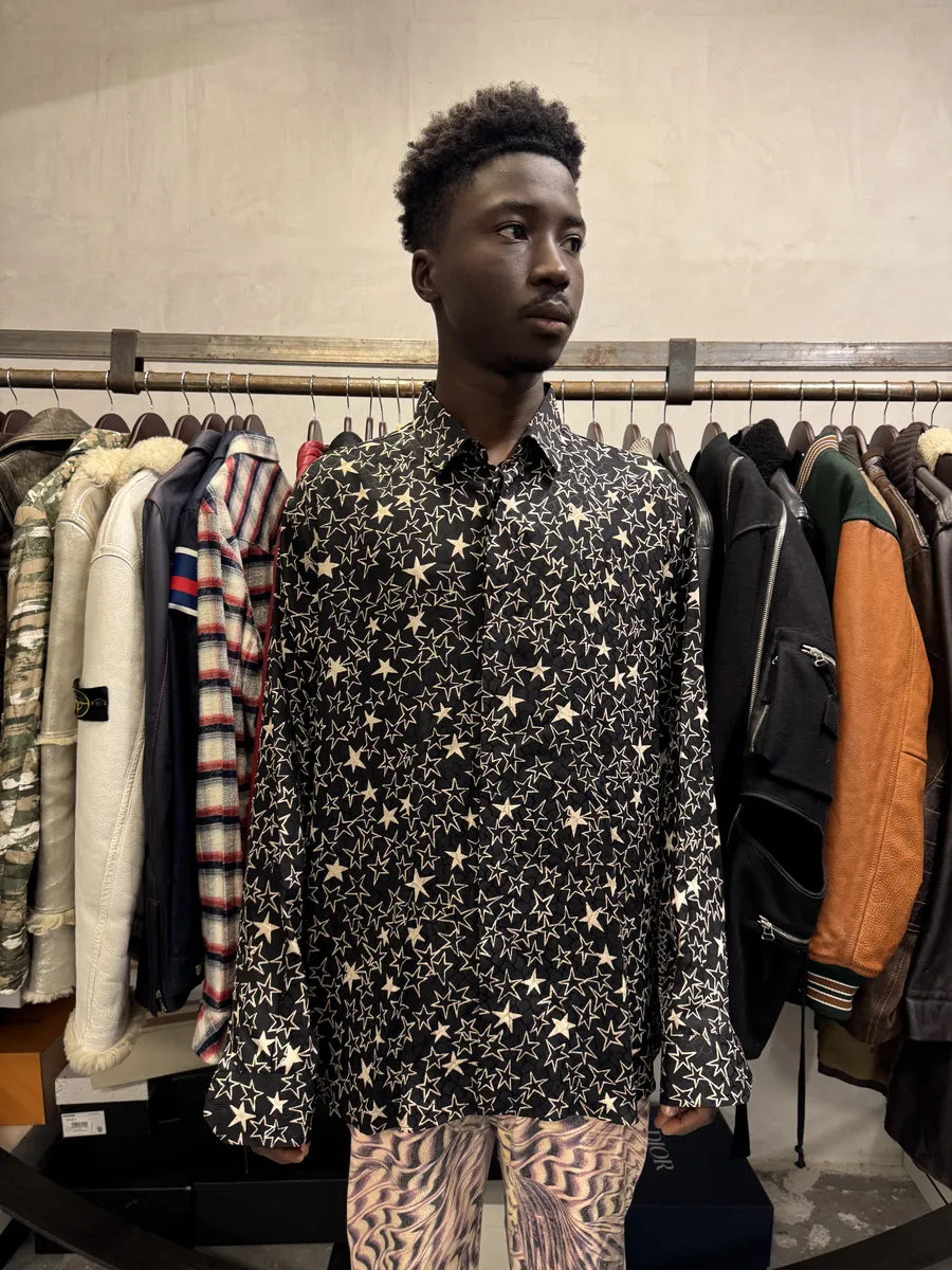 SS2019 Saint Laurent Multiple Stars Black Shirt LymiYbq 1