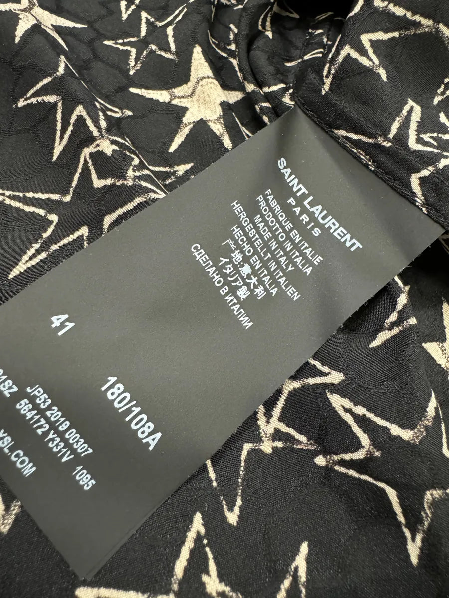 SS2019 Saint Laurent Multiple Stars Black Shirt LymiYbq 11