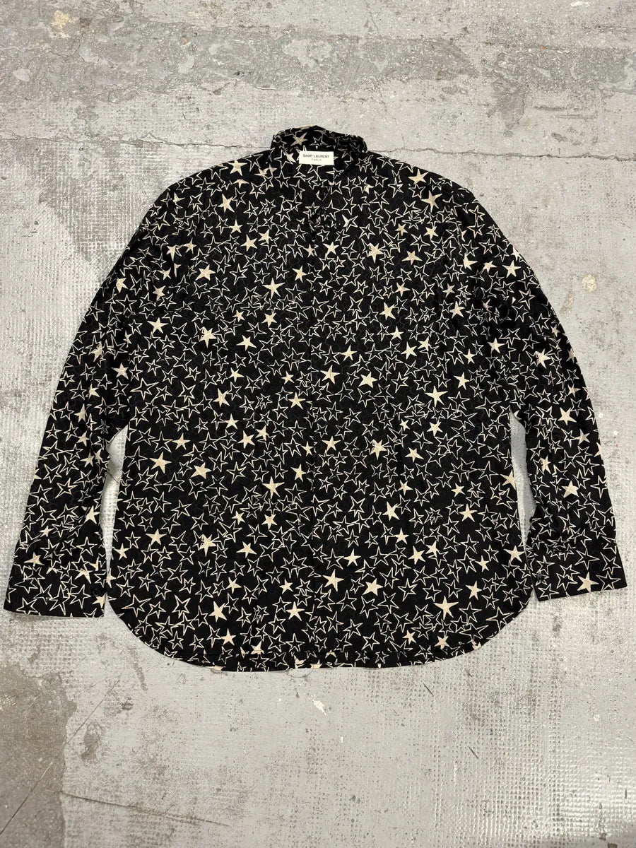SS2019 Saint Laurent Multiple Stars Black Shirt LymiYbq 4