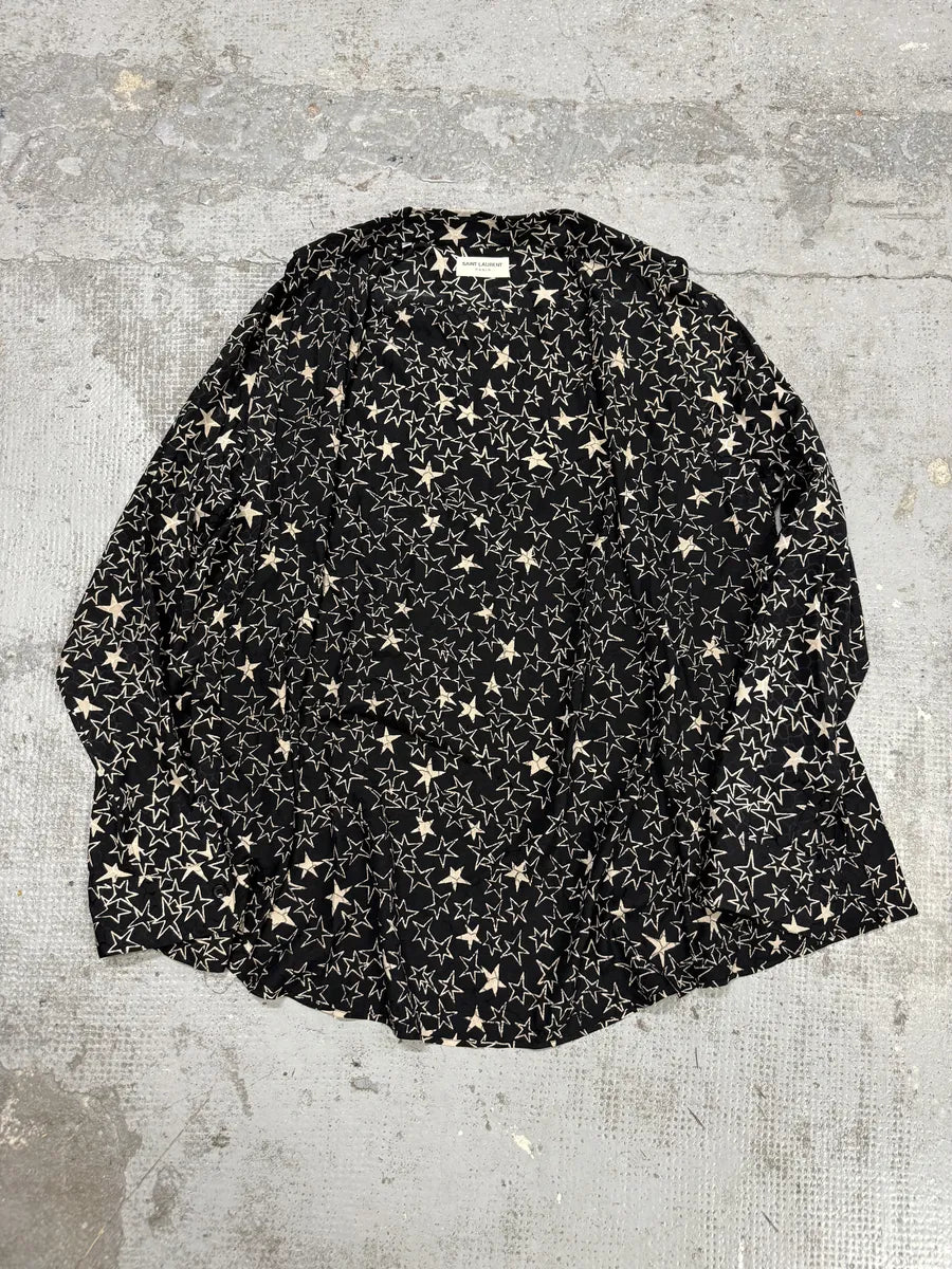 SS2019 Saint Laurent Multiple Stars Black Shirt LymiYbq 5
