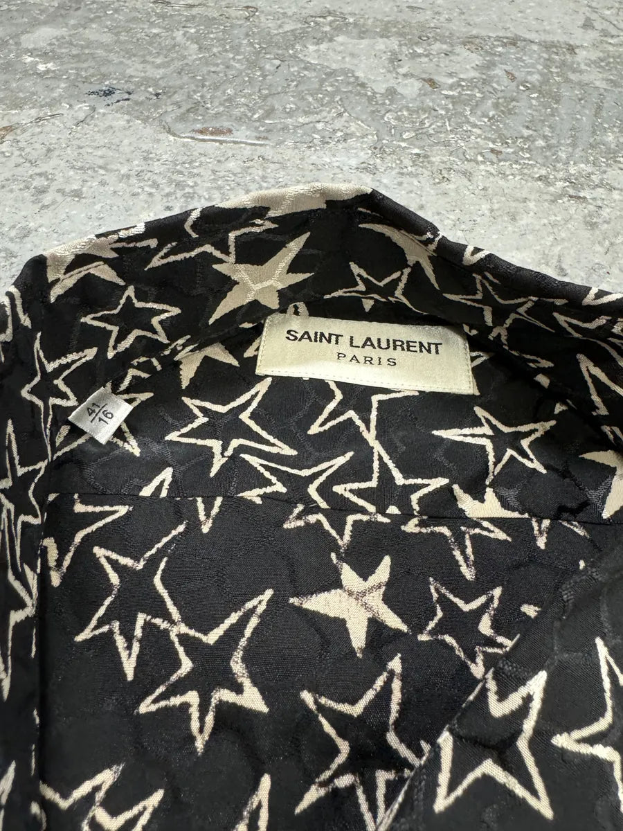 SS2019 Saint Laurent Multiple Stars Black Shirt LymiYbq 9