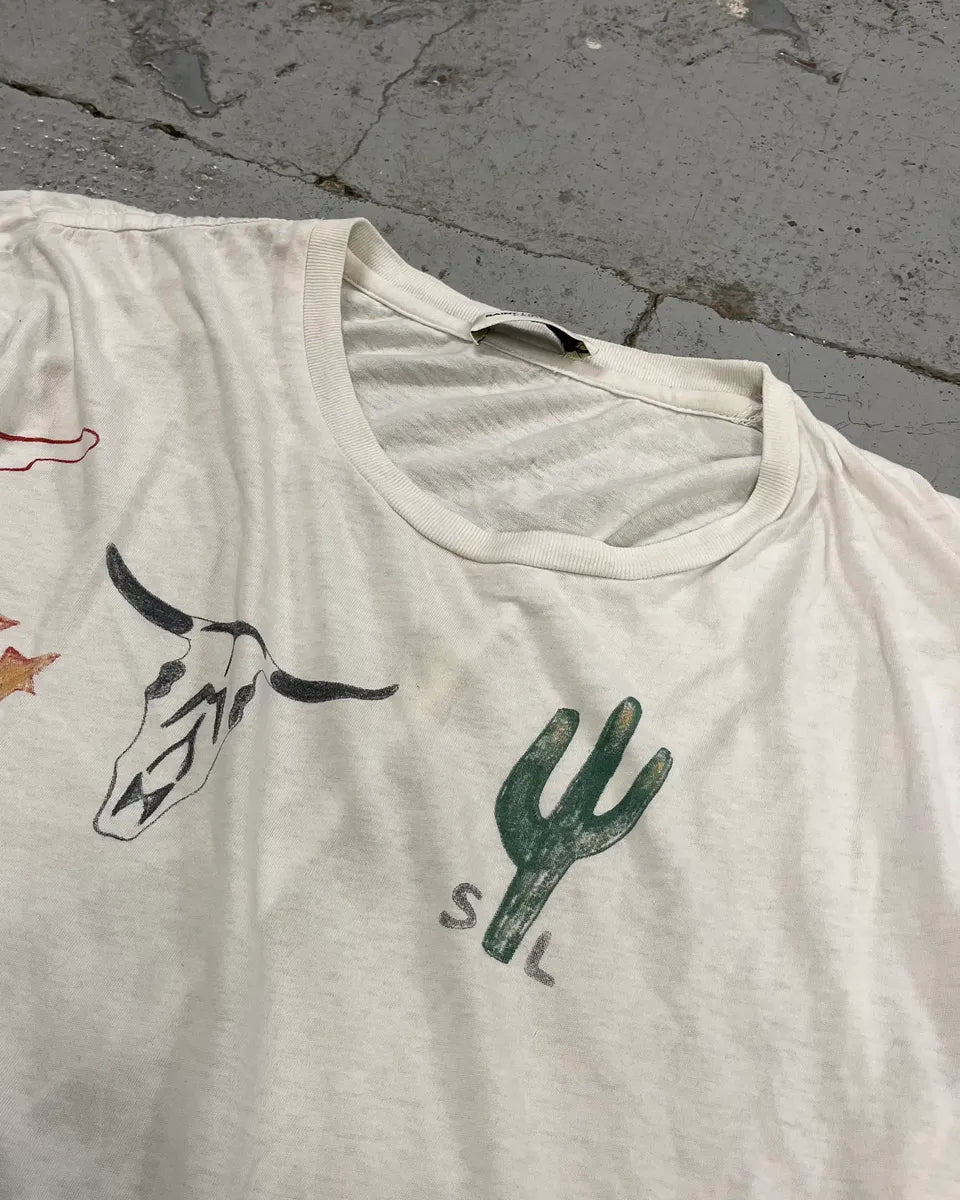 SS2019 Saint Laurent White Far West Cactus T-Shirt xKXOzxN 4