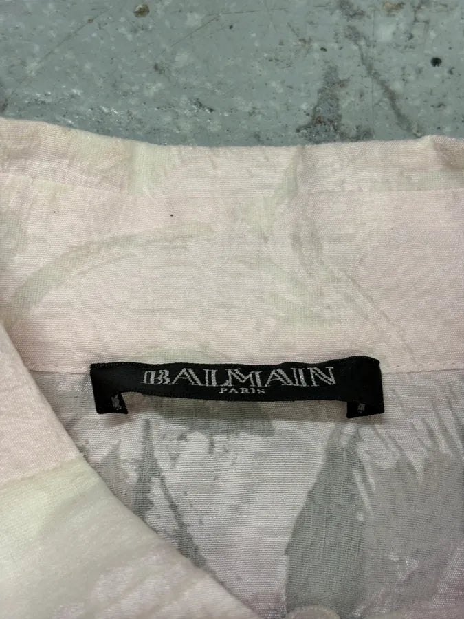 SS2020 Balmain Premium Buttoned Pink Transparent Blouse Shirt wjPxCZI 8