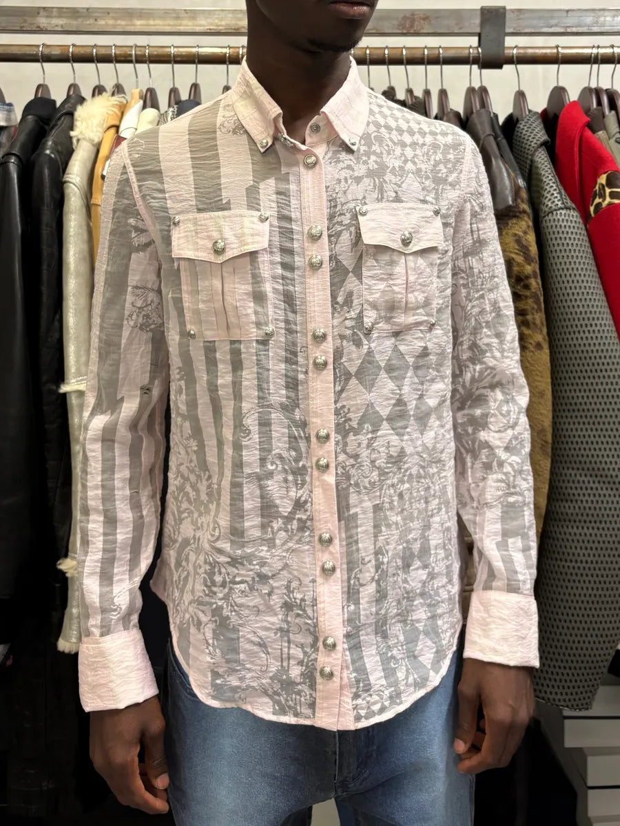 SS2020 Balmain Premium Buttoned Pink Transparent Blouse Shirt wjPxCZI 1