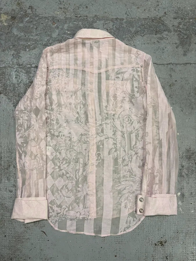 SS2020 Balmain Premium Buttoned Pink Transparent Blouse Shirt wjPxCZI 5