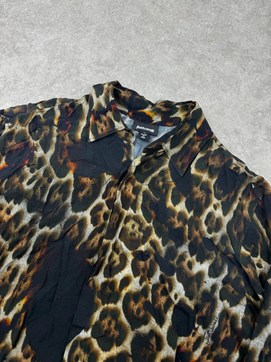 SS2020 Cavalli Black Léopard Fire Magma Shirt XdvIvtE 3