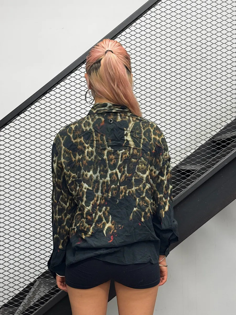 SS2020 Cavalli Black Léopard Fire Magma Shirt XdvIvtE 2