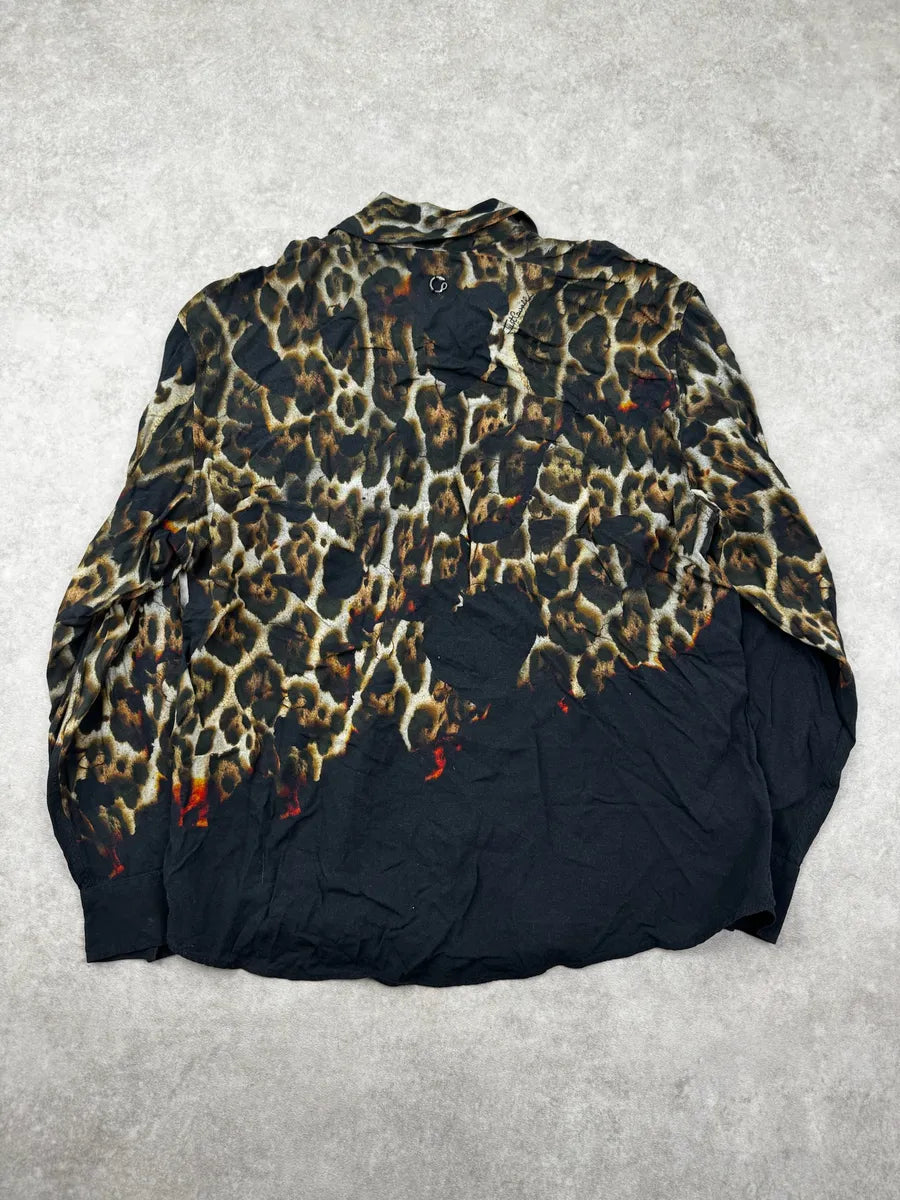 SS2020 Cavalli Black Léopard Fire Magma Shirt XdvIvtE 4