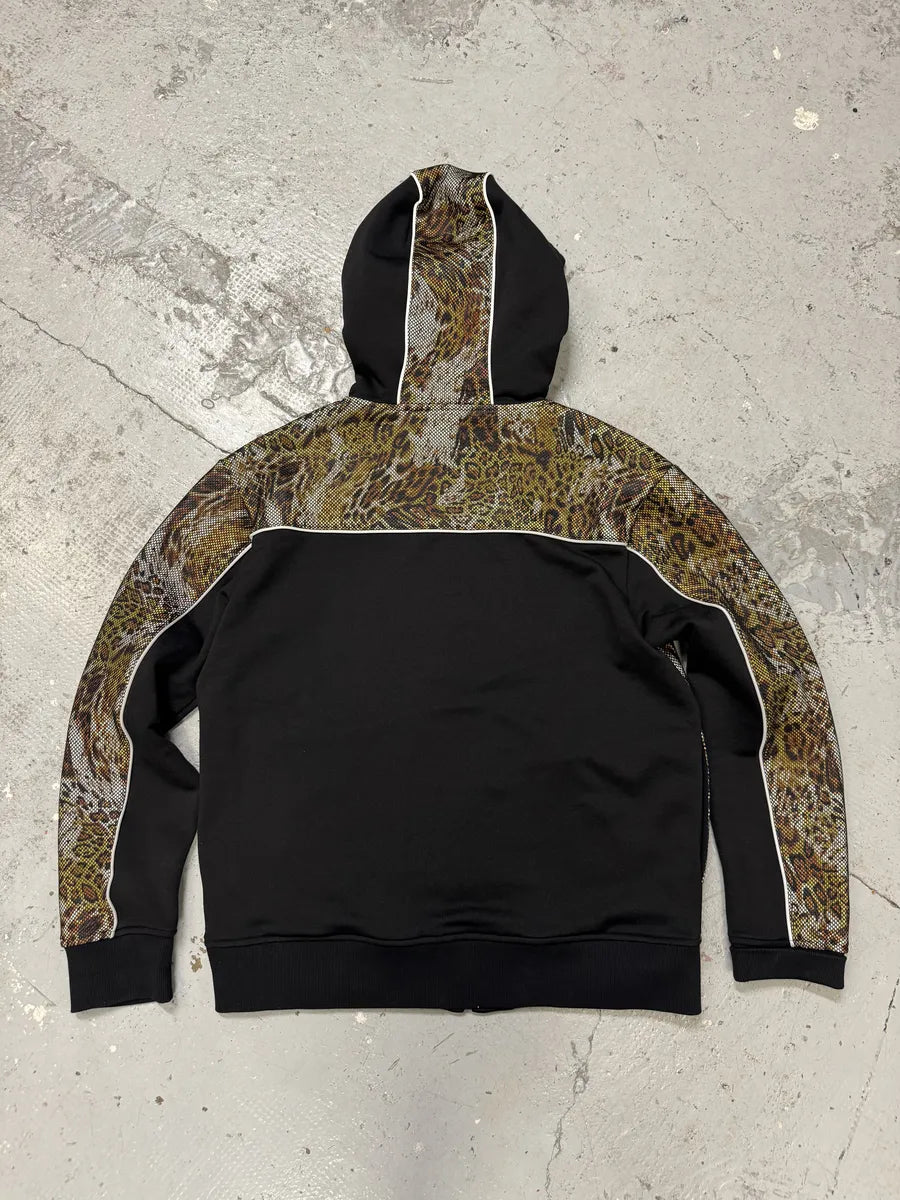 SS2020 Cavalli Leopard Print Black Zip-up Hoodie SMQAXSm 1