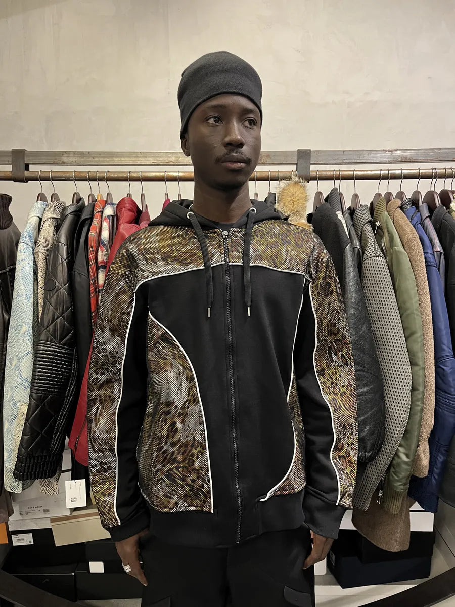 SS2020 Cavalli Leopard Print Black Zip-up Hoodie SMQAXSm 2