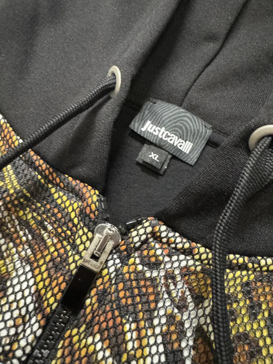SS2020 Cavalli Leopard Print Black Zip-up Hoodie SMQAXSm 8