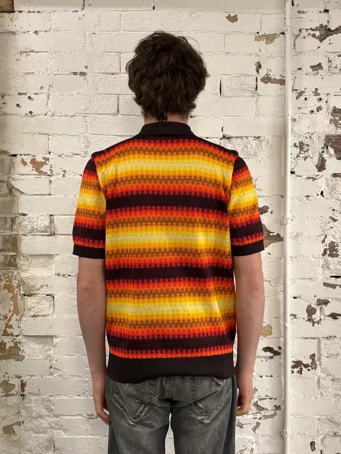 SS2019 Dries Van Noten Orange Summer Striped Polo Shirt yaGKFmc 2