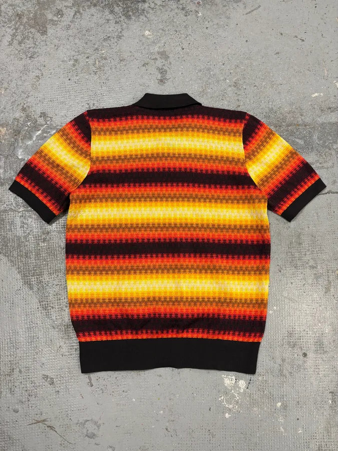 SS2019 Dries Van Noten Orange Summer Striped Polo Shirt yaGKFmc 5