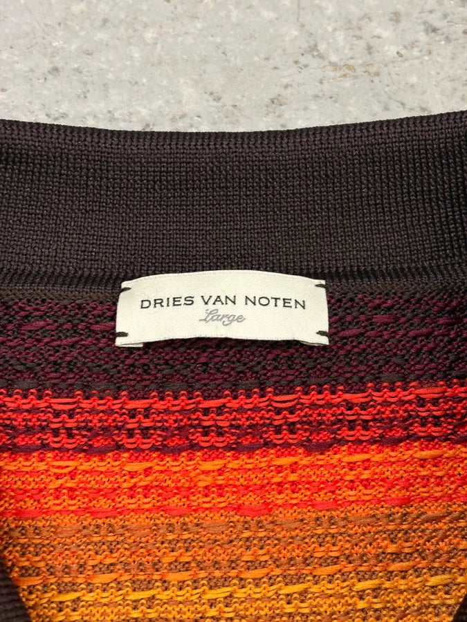 SS2019 Dries Van Noten Orange Summer Striped Polo Shirt yaGKFmc 7
