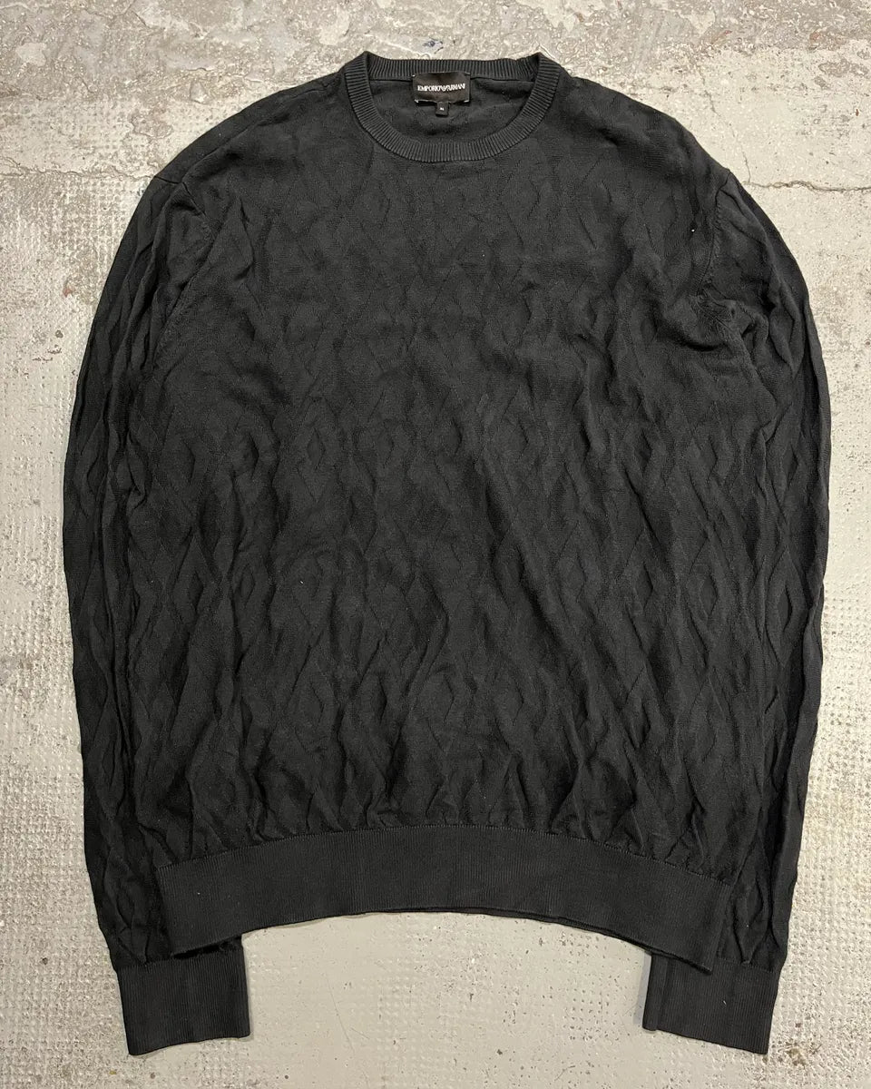 SS2020 Emporio Armani Black Diamond Pattern Sweater EMASatp 0