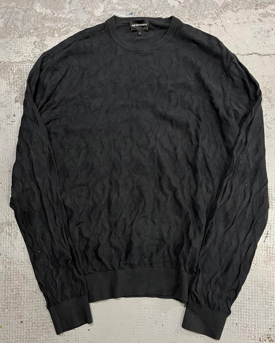 SS2020 Emporio Armani Black Diamond Pattern Sweater EMASatp 3