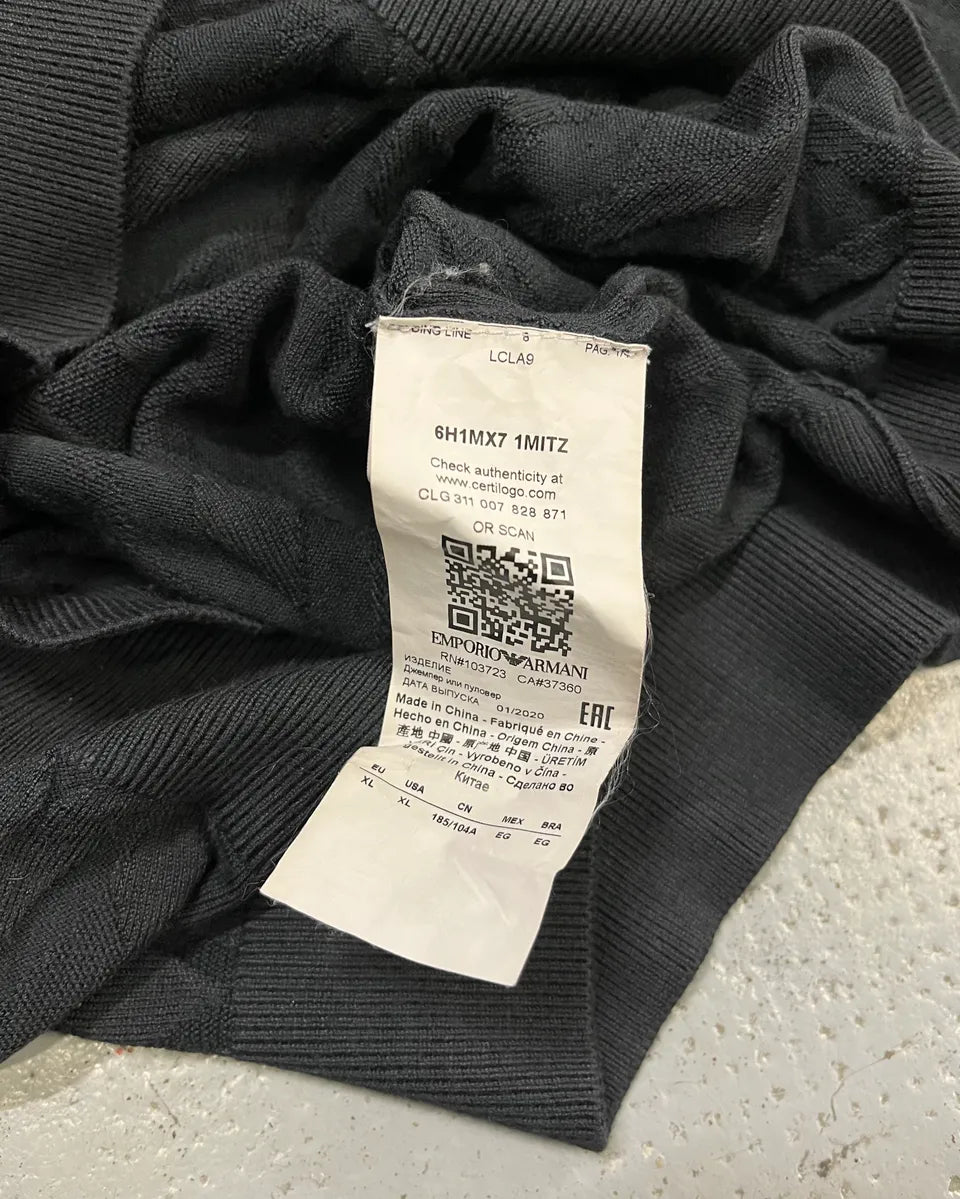 SS2020 Emporio Armani Black Diamond Pattern Sweater EMASatp 8
