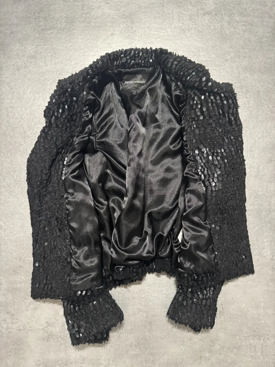 SS2020 Emporio Armani Black Light Plush Jacket kROosrH 4