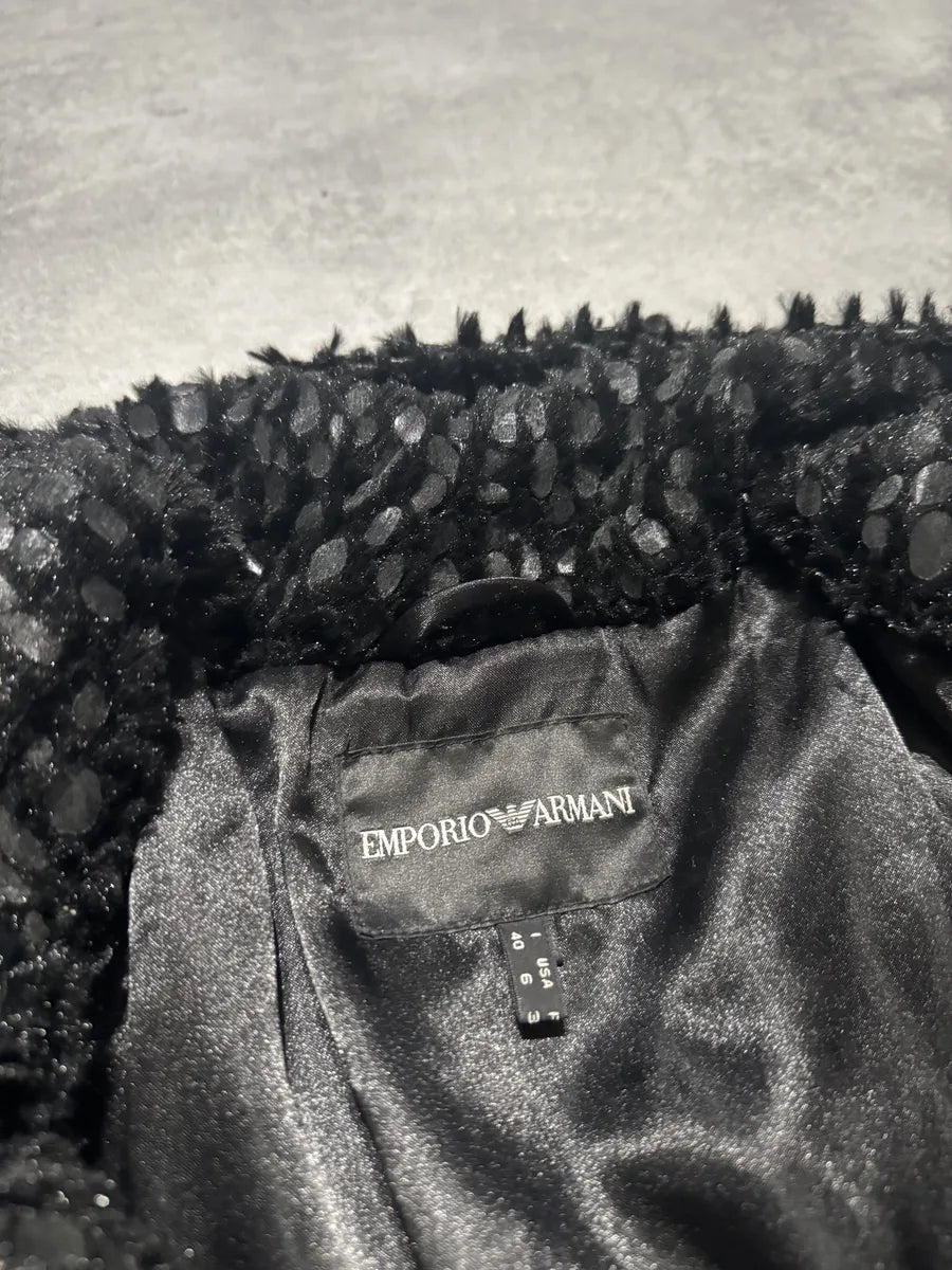 SS2020 Emporio Armani Black Light Plush Jacket kROosrH 5