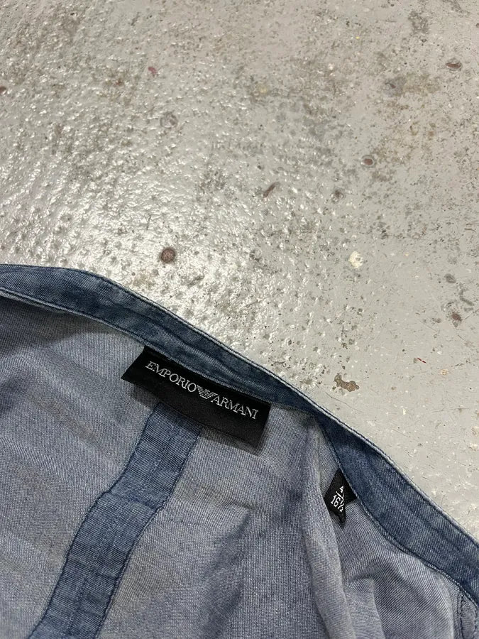 SS2020 Emporio Armani Embroidered Soft Blue Denim Jacket FINsPpX 10
